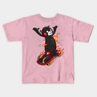Why is the Kumamon on skateboard? Kids T-Shirt